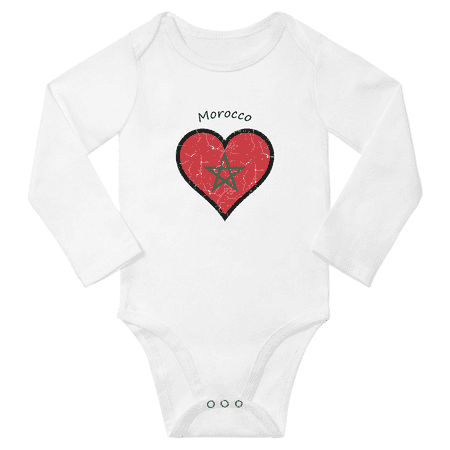 

Morocco Flag Heart Love Baby Long Sleeve Clothing Bodysuits Clothes (White 18 Months)