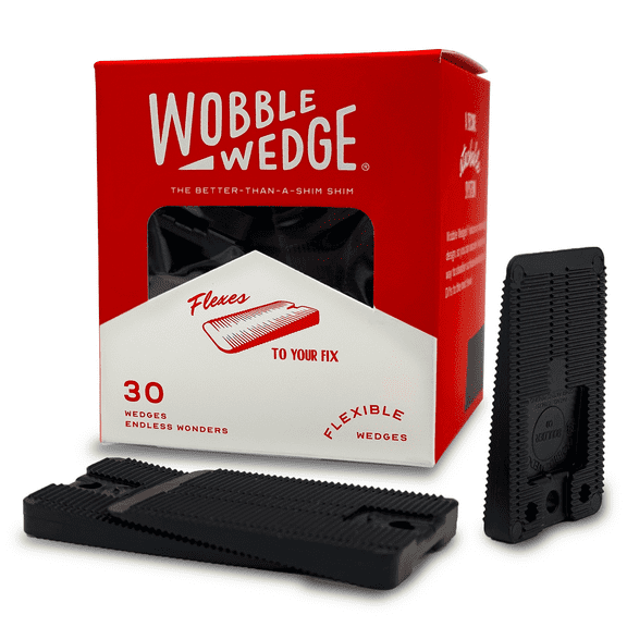 "Wobble Wedge Flexible Plastic Shims, 30 Pack - 1.92"" x 1.11"" x 0.25"""