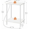thumbnail image 3 of Side Table with Charging Station, End Table with USB Port and Outlets, Nightstand with 2-Layer Storage Shelves for Small Spaces, Living Room, Bedroom, White WW09UBZ01, 3 of 9