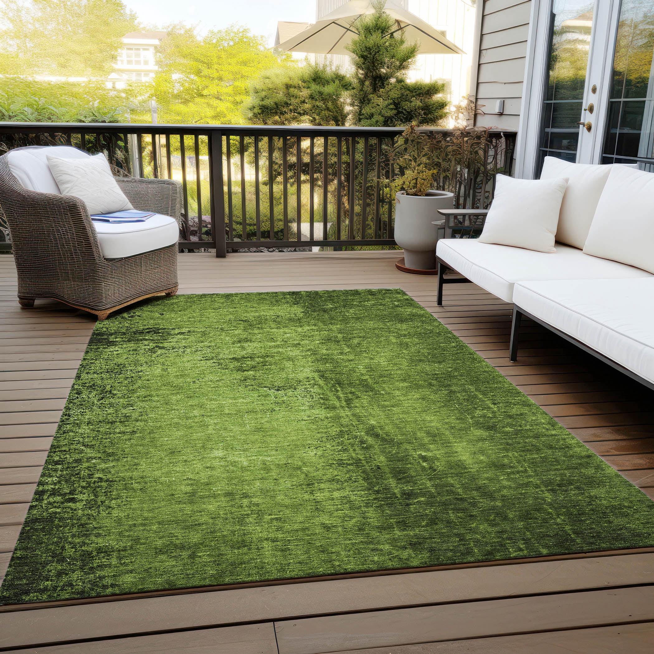Addison Rugs Chantille Indoor/Outdoor Transitional Organic Green Washable Rectangle Rug, 10' x 14'