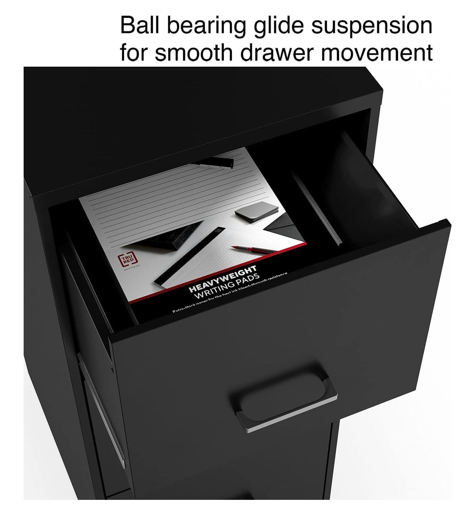 3-Drawer Filing Cabinet, Letter Size, Lockable - Black Office File Cabinet