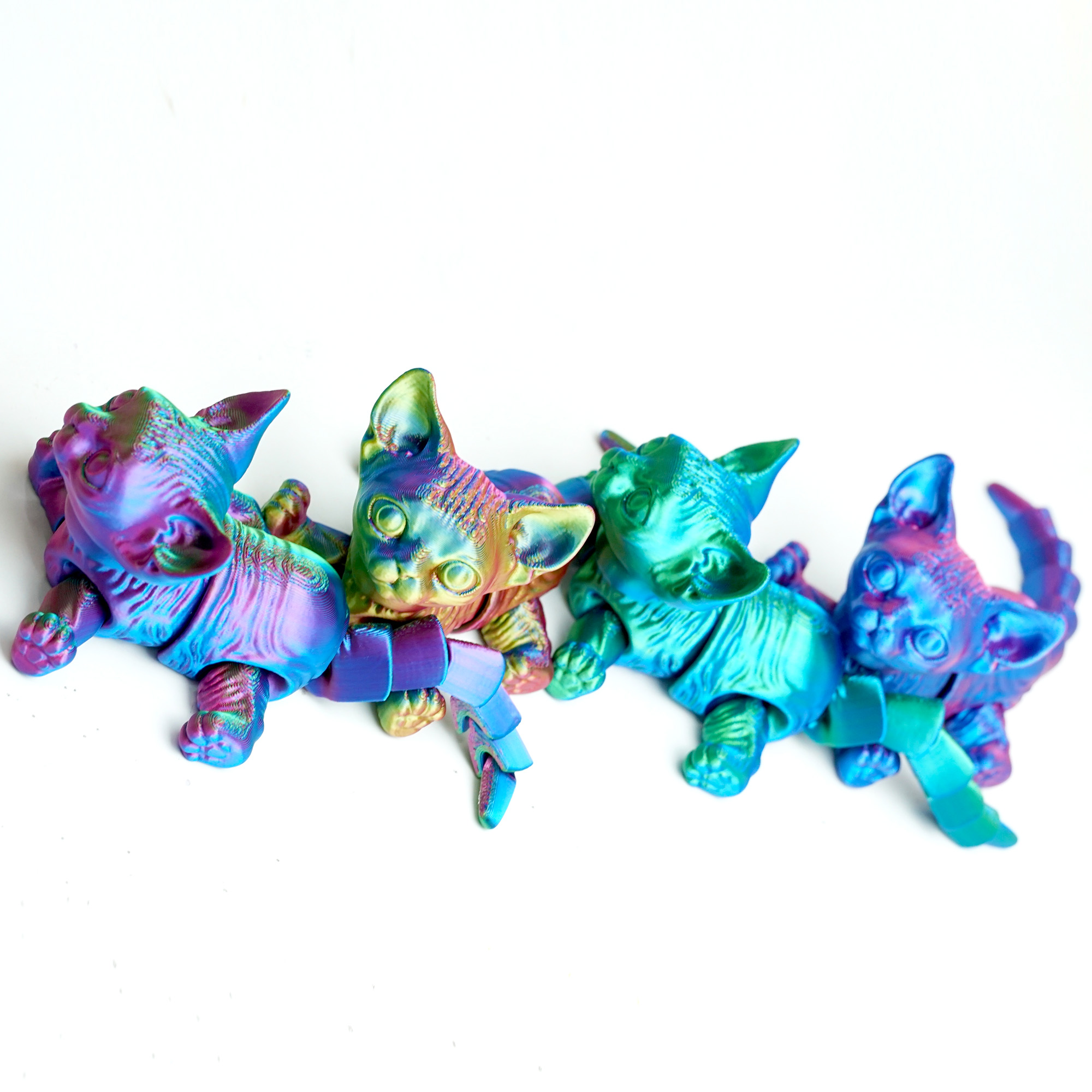 BANPIWOLG 4pcs 3D Printed Cat Model,Flexible Cat Animals Toy Statue,Joint Mobility,Home Office Decor,Interesting Toys for Autism/ADHD,Festival Gifts toco,Fidget Toys, Executive Desk Toy
