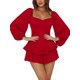 thumbnail image 2 of [Ruffle Jumpsuit] Long Sleeve Ruffle Women's Jumpsuit - Lantern Layer Tie Mini Short Romper, 2 of 4