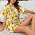 thumbnail image 4 of Goofa Artistic Marble Pattern Sunflower for Womens Cotton 2 Piece Pajamas Set Classic Short Sleeve Pjs Set Soft Button Down Sleepwear Loungewear-Small, 4 of 7