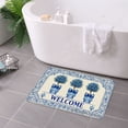 thumbnail image 3 of FJPT Non Slip Flannel Polyester Floor Mat Welcome Design With Blue Trees And Bows For Bathroom Kitchen Bedroom Decor 16x24 inch, 3 of 5