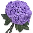 thumbnail image 2 of Rosas artificiales, flores, rosas artificiales de espuma, decoración de rosas falsas de aspecto real para el hogar, centros de mesa de ramos de boda, arreglos de fiesta, 25 piezas, 2 of 5