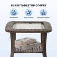 thumbnail image 4 of Naipo 3-Piece Outdoor Rocking Chair Set with Rattan Side Table - All-Weather PE Wicker Patio Furniture for Porch, Deck, Garden (Blue), 4 of 8