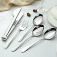 thumbnail image 4 of Mirdinner Serving Utensils Set, 10 Pcs Stainless Steel Serving Utensil with Serving Spoon/Slotted Spoons/Serving Forks/Serving Tongs/Pie Server/Butter Knife, Mirror Polished, Dishwasher Safe, 4 of 8