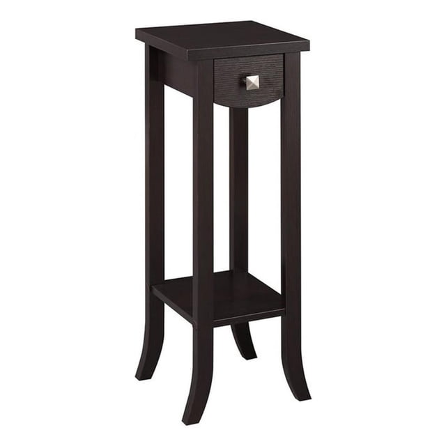 Pemberly Row Modern Prism Tall Plant Stand in Espresso Wood Finish