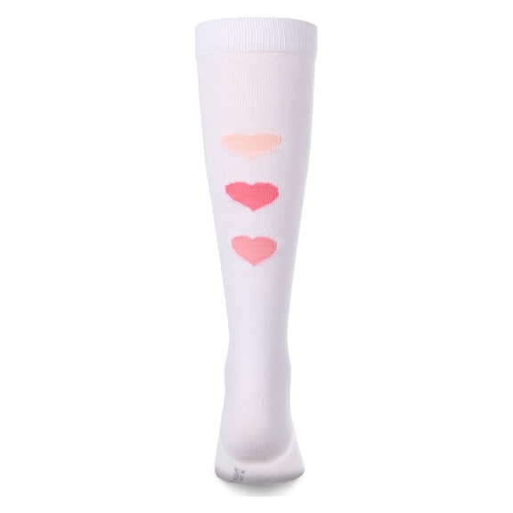 MeMoi Girls "Triple Heart" Cotton-Rich Mini-Ribbed Heart-Themed Knee High Sock - Girls - Female, 6, Red