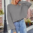 thumbnail image 4 of Sevevn Women's 2025 Crewneck Cropped Sweater Fall Batwing Sleeve Oversized Side Slit Ribbed Knit Pullover Jumper Tops, 4 of 9