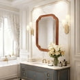 thumbnail image 2 of Noble House 20"x30" Rounded Corner Wall Mirror, Solid Wood Decorative Vanity Mirror, Yellowish, 2 of 7