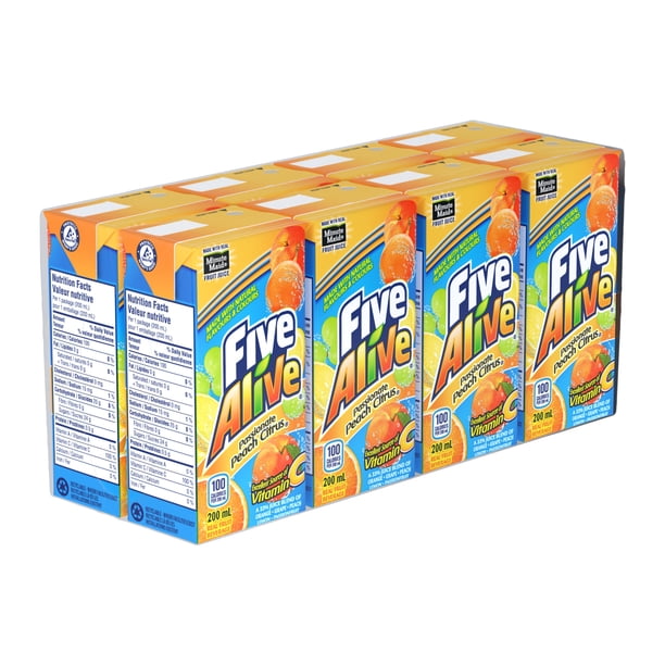 Five Alive Passionfruit Peach Citrus Cartons, 200 mL, 8 Pack