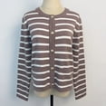 thumbnail image 3 of Yesfashion Women's Striped Golden Button Cardigan Sweater Trendy Long Sleeve Button Down Crewneck Knit Cardigans, 3 of 9