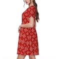 thumbnail image 2 of Fotbe Red White Snowflakes Vestido Largo de Moda para Mujer, Vestido Tipo Camiseta con Manga Corta y Estilo Casual a Rayas y Bloques de Color, 2 of 6