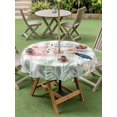 thumbnail image 4 of Outdoor Tablecloth with Umbrella Hole for Patio/Picnic/Party/Camping, Pink Flamingo Waterproof Table Cloth Round Cover Washable, Botanical Floral Leaves Summer Green Plaid (Dia 60"), 4 of 8