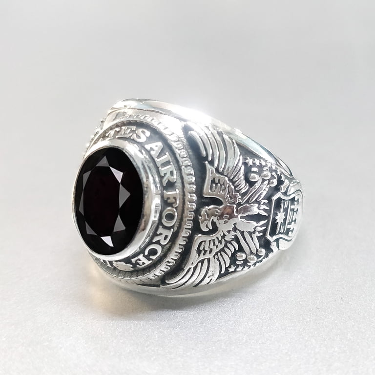 Genuine Black ONYX Ring - US Air Force Ring - USAF Ring - 925