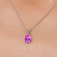 thumbnail image 3 of Gem Stone King 10K White Gold Pink Created Sapphire Pendant Necklace for Women | 2.41 Cttw | Gemstone September Birthstone | Pear Shape 10X7MM | With 18 inch Chain, 3 of 6