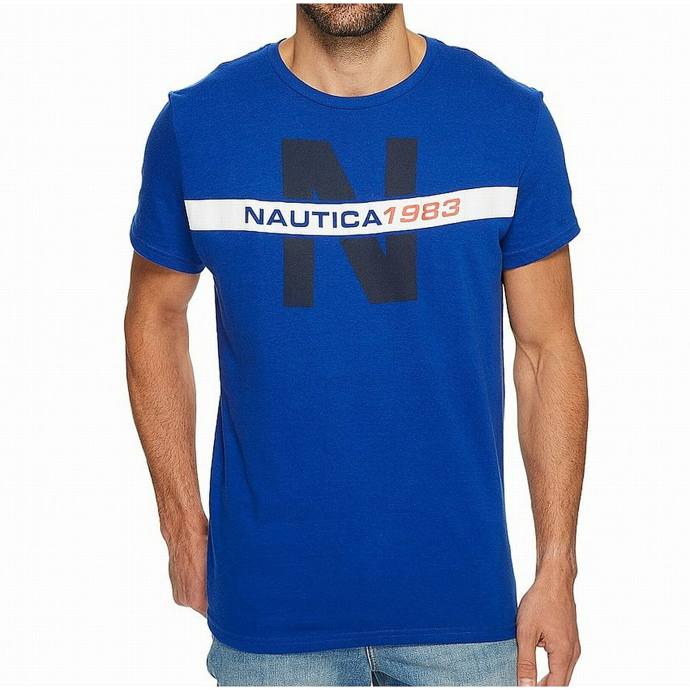 Nautica - Nautica NEW Blue Mens Size 2XL Crewneck Graphic Print Tee T ...