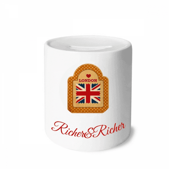 Point UK London Stamp Union Jack Rich and Rich Bank Saving Box Coin