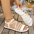 thumbnail image 4 of Gealkoca Women's Lace-up Flat Sandals Strappy Open Toe Slingback CrissCross Casual Summer Slides Solid Color Round Toe Elastic Back Flat Sandals, 4 of 8