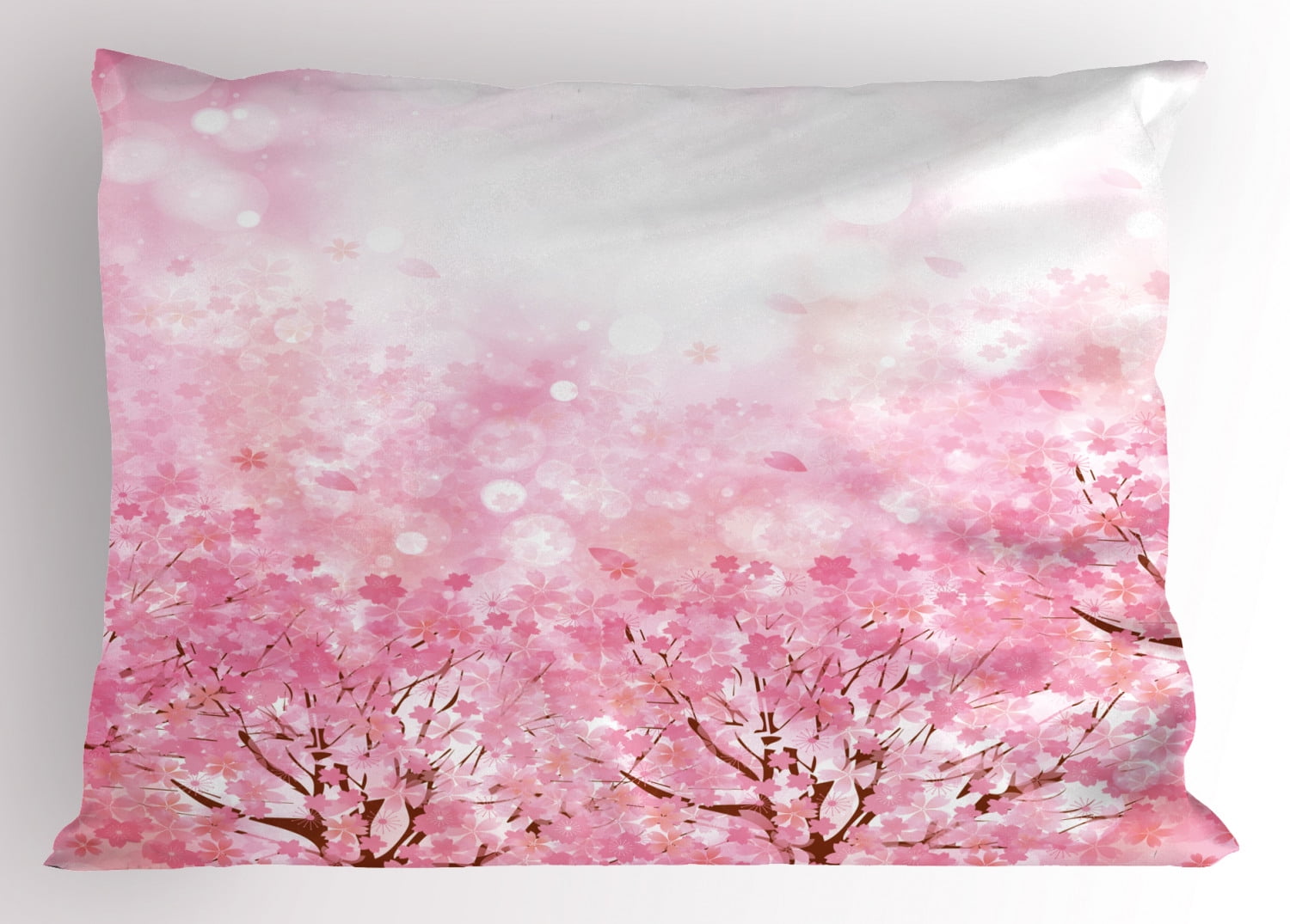 Light Pink Pillow Sham Japanese Cherry Blossom Sakura Tree with Romantic Influence Asian Nature