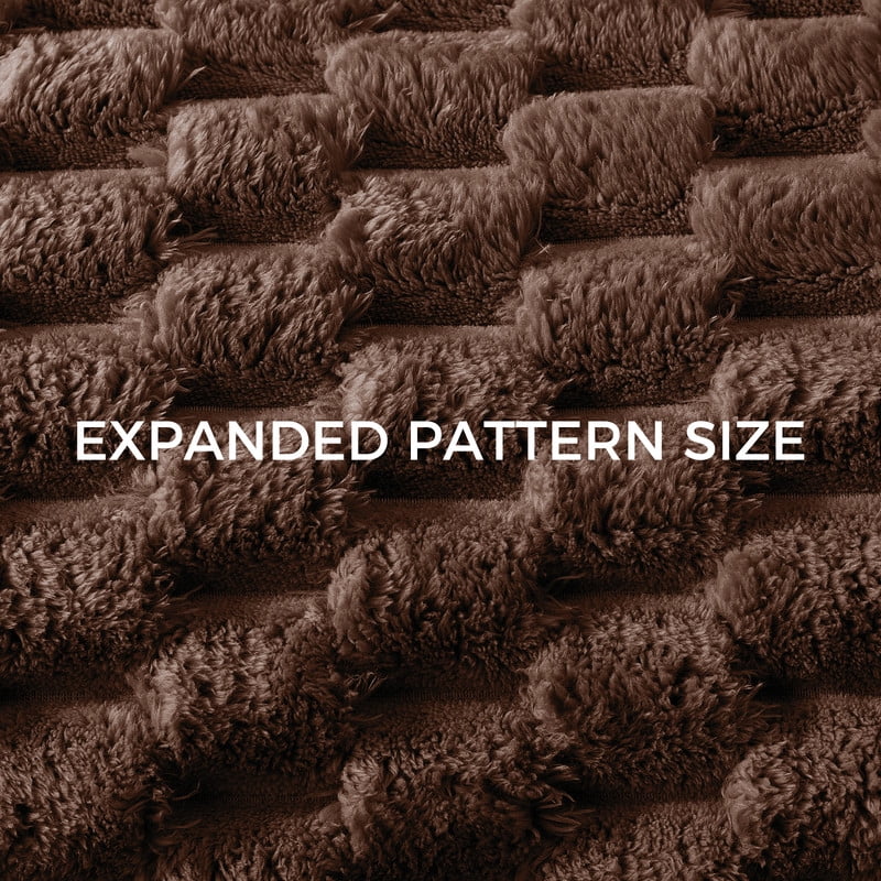 Whale Flotilla 90"x 104" King Size Blanket for Bed with Expanded 3D-Jacquard Pattern, Fuzzy Soft Cozy Exquisite Blankets or All Season, Warm and Fluffy, Coffee