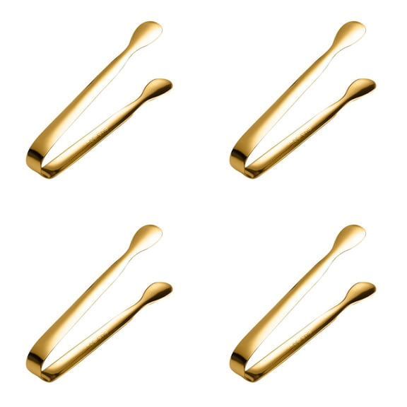 4 Pack Ice Tongs Sugar Cubes Tongs - 4 inch Stainless Steel Mini Serving Tongs for Appetizers Tea Party Coffee Bar(Gold)