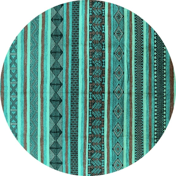 Ahgly Company Indoor Round Solid Turquoise Blue Modern Area Rugs, 8' Round