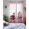 thumbnail image 3 of Valentine's Day Sheer Curtains 84 Inch Length 2 Panels Set for Living Room/Bedroom, Pink Love Roses Truck Romantic White Kitchen Curtains Grommet Semi-Sheer Curtains Window Treatments 52"x84"x2, 3 of 7