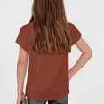 thumbnail image 3 of Kaprioy Girls T Shirts Girls' T Shirts Girls' Summer T Shirts Crewneck Petal Wavy Sleeves Crew Neck Short Sleeve Cute Casual Plain Tops, 3 of 6
