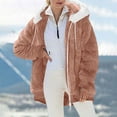 thumbnail image 2 of iHPH7 Fleece Jacket Women's Outerwear Fuzzy Jackets for Women Womens Jackets Casual Fluffy Jacket Womens Winter Clothes Teddy Jacket Women Rose Gold XL, 2 of 9