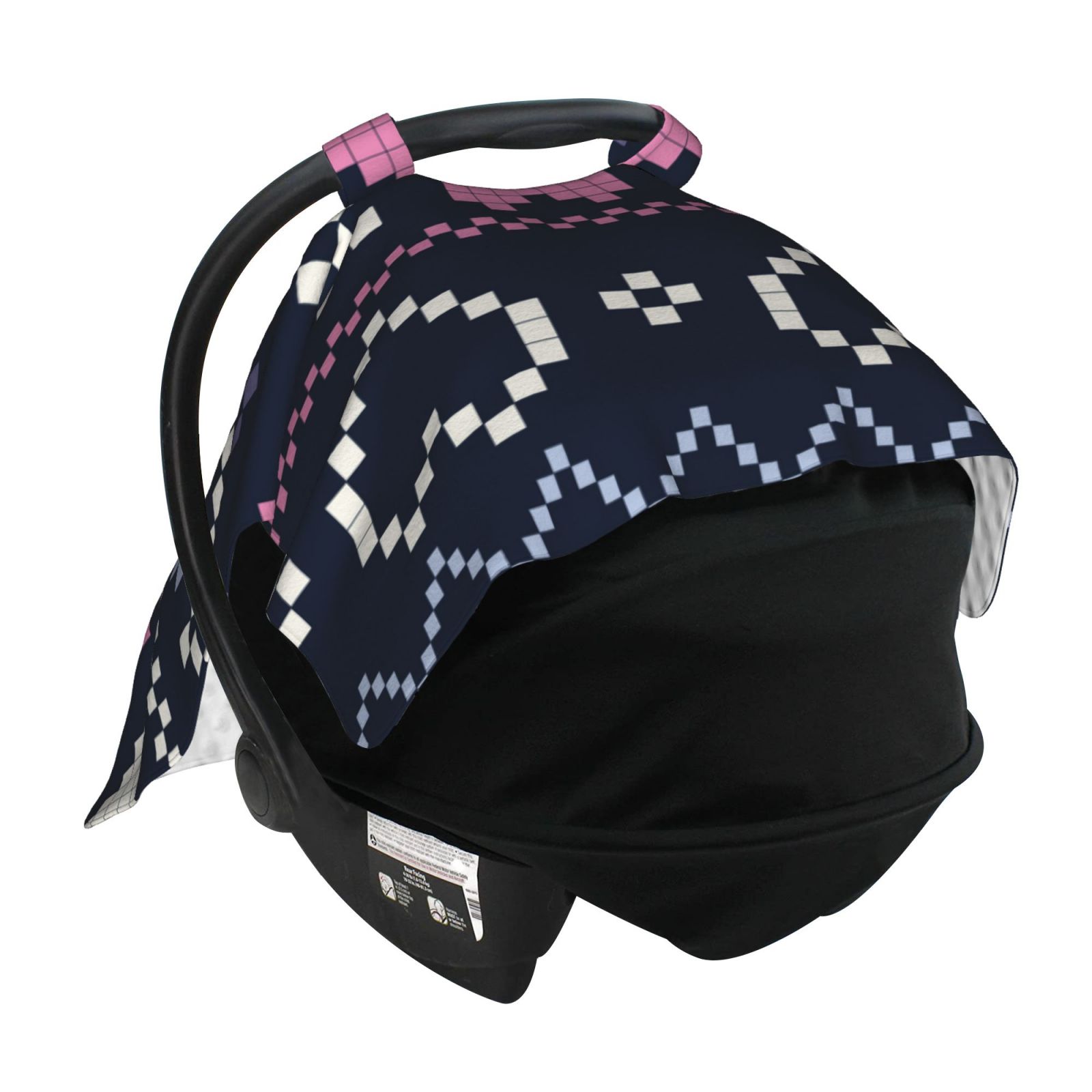 Car Seat Cover Baby - Pixel Heart Winter Breathable Infant Car Seat Cover for Baby Carseat, Lightweight Comfort Baby Essentials Must Haves Newborn Stuff for Girl Boy