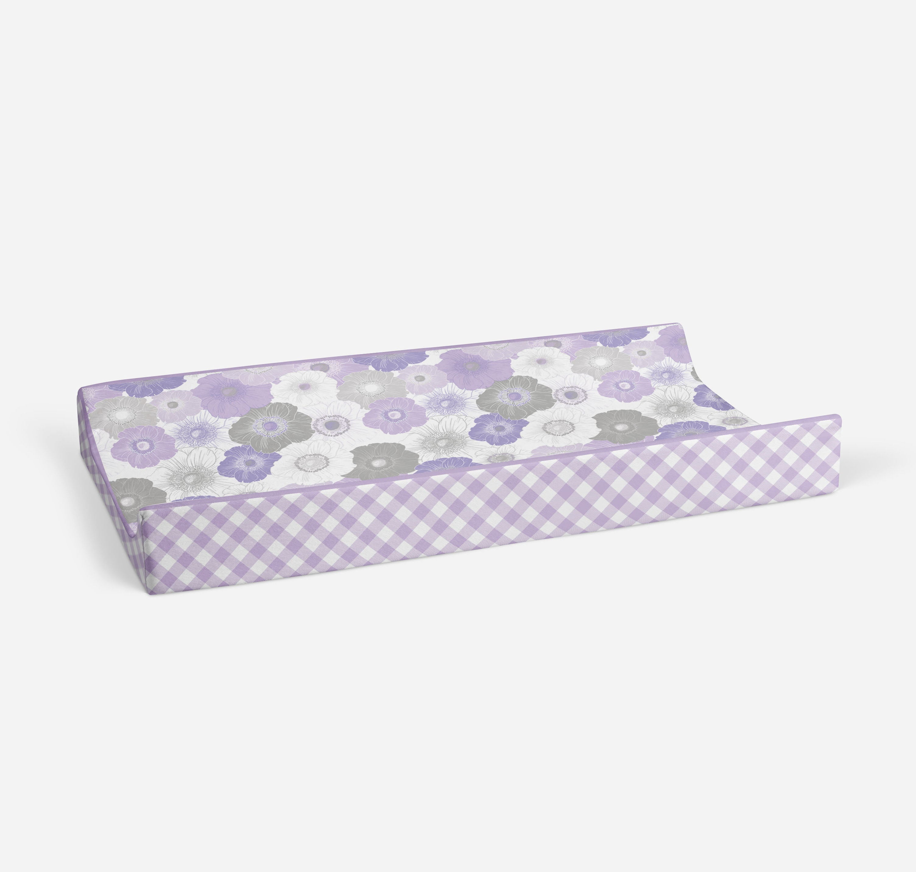 Bacati - Watercolor Floral Purple Gray Girls Quilted Changing Pad Cover