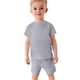 thumbnail image 4 of Conjunto de dos piezas de verano para niños y niñas de Honeeladyy, top de manga corta de color liso con pantalones cortos de cintura elástica, traje gris de 9 a 10 años, 4 of 8