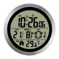 thumbnail image 4 of Reloj despertador digital de escritorio redondo con fecha de 12/24 horas y semana, versátil. Marco de aluminio, 4 of 9