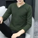 thumbnail image 3 of Suéter de punto de color sólido para hombre, jersey de negocios negro, ropa de hombre blanca lisa, sudadera con cuello en V, cálida, informal, tendencia 2024 XT, 3 of 5