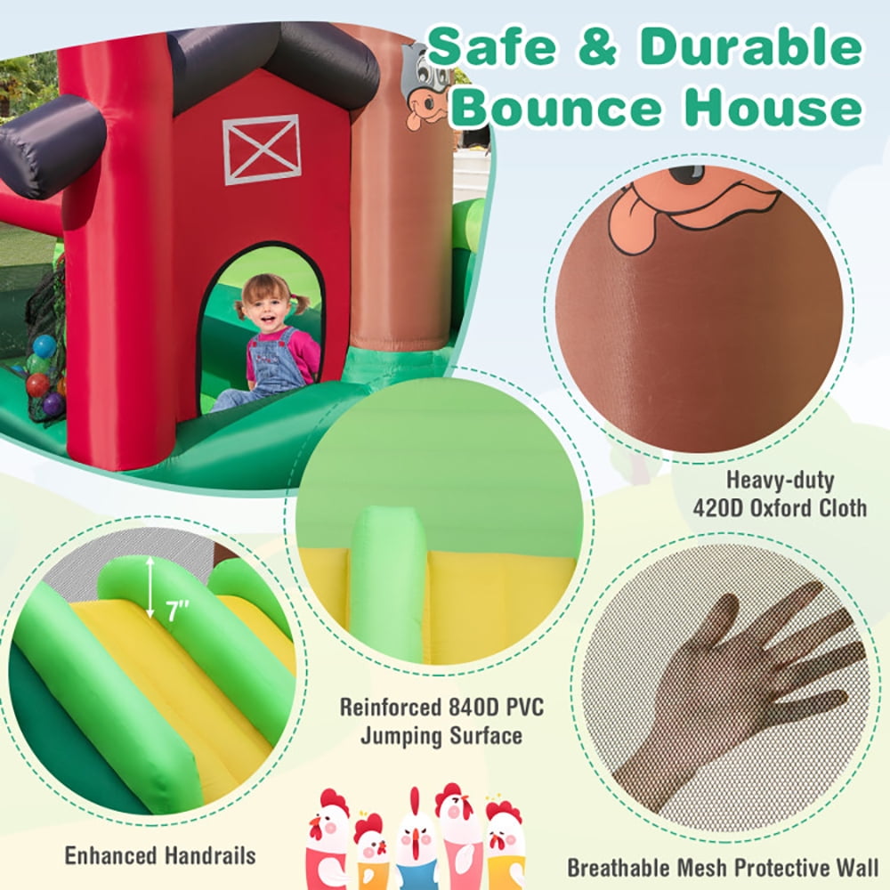Aimee Lii Farm Themed 6-in-1 Inflatable Castle with Trampoline and 735W Blower, Bounce House for Kids 3-10 Aimee Lii Farm Themed 6-in-1 Inflatable Castle with Trampoline and 735W Blower, Bounce House for Kids 3-10