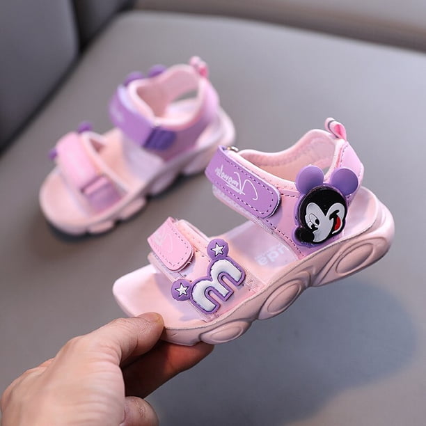 Sandalias de Disney para niños, novedad de verano, zapatos de playa deportivos para niños y niñas de Mickey mouse, sandalias casuales para correr, plantilla de 26 cm de 17cm Gao Jinjia LED