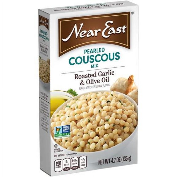 Near East Pearled Couscous Roasted Garlic & Olive Oil, 4.7 Oz - Pack of 2