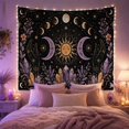 thumbnail image 2 of Golden Sun with Human Face in Starry Night Sky, Mystical Celestial Illustration for Astronomy Fans, Bohemian Wall Art Decor, Housewarming Gift Tapestry Wall Hanging for Dorm and Living Room, 2 of 7