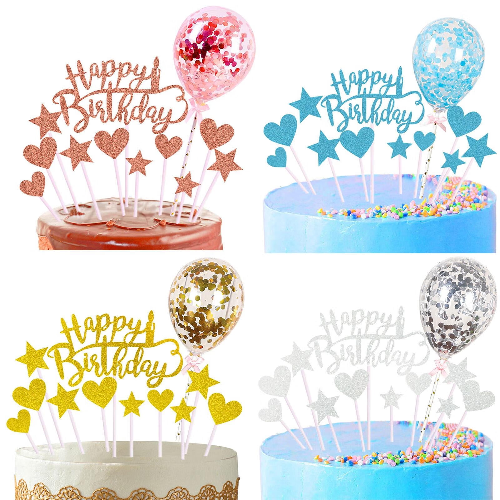 Happy Birthday Cake Decoration,Cake Topper Stars Heart for Girls ...