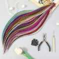 thumbnail image 6 of 50PCS Colored Hair Feather Extension, Colored Synthetic Hair Pieces for Women, Hairpieces Hair Braiding Kit Crochet Hook Hair Extensions Pliers with 100 Beads for Girls Women, 6 of 7