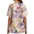thumbnail image 4 of Christmas Scrub Tops, Women'S Plus Size Nurse Scrubs Floral Print V Neck Short Sleeve Top With Side Pockets, Split Hem-Comfortable Healthcare Work Uniform Tops Scrubs Coats (3XL, Purple) ZMTing, 4 of 5