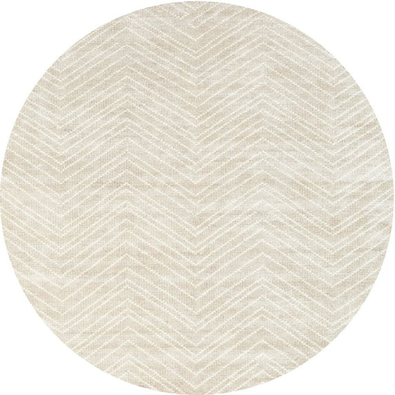 Ahgly Company Indoor Round Contemporary Champagne Beige Solid Area Rugs, 6' Round