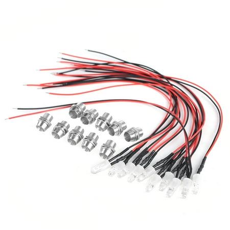 

10pcs 12V 8mm Pre wired Constant LED Light Emitting Diode Ultra Bright Water Clear Bulbs (#01)