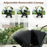 INFANS Double Stroller, Foldable Baby Tandem Stroller with Djustable Backrest Canopy Footrest, 5-Point Harness, Storage Basket, Convertible Compact Lightweight Twin Stroller for Infants and Toddlers