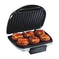 thumbnail image 1 of Hamilton Beach Electric Indoor Grill, 6-Serving, Large 90 sq. in. Nonstick Easy Clean Plates, Floating Hinge for Thicker Foods, 1200 Watts, 6.38"D x, 1 of 8