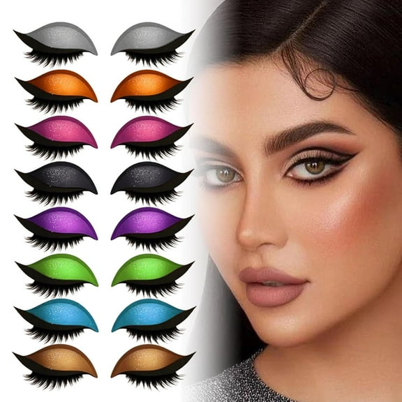 Lazy Eye Shadow Eyelash Patch, 2025 New Reusable Eyeshadow and Eyelash Stickers, Multicolor Eyeshadow Eyelash Patch Kit for Daily Makeup, Fashion Eyelid Line Sticker Set for Women