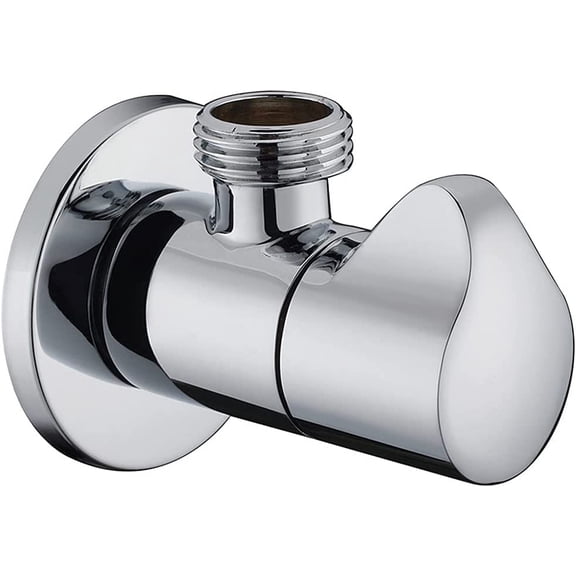 RVKXHD Modern Solid Brass Angle Stop Valve Shut Off Quarter Turn Water Bathroom Shower Plumbing Commercial 1/2 inch Male IPS G1/2 Tail wing Knob (Polished Chrome)